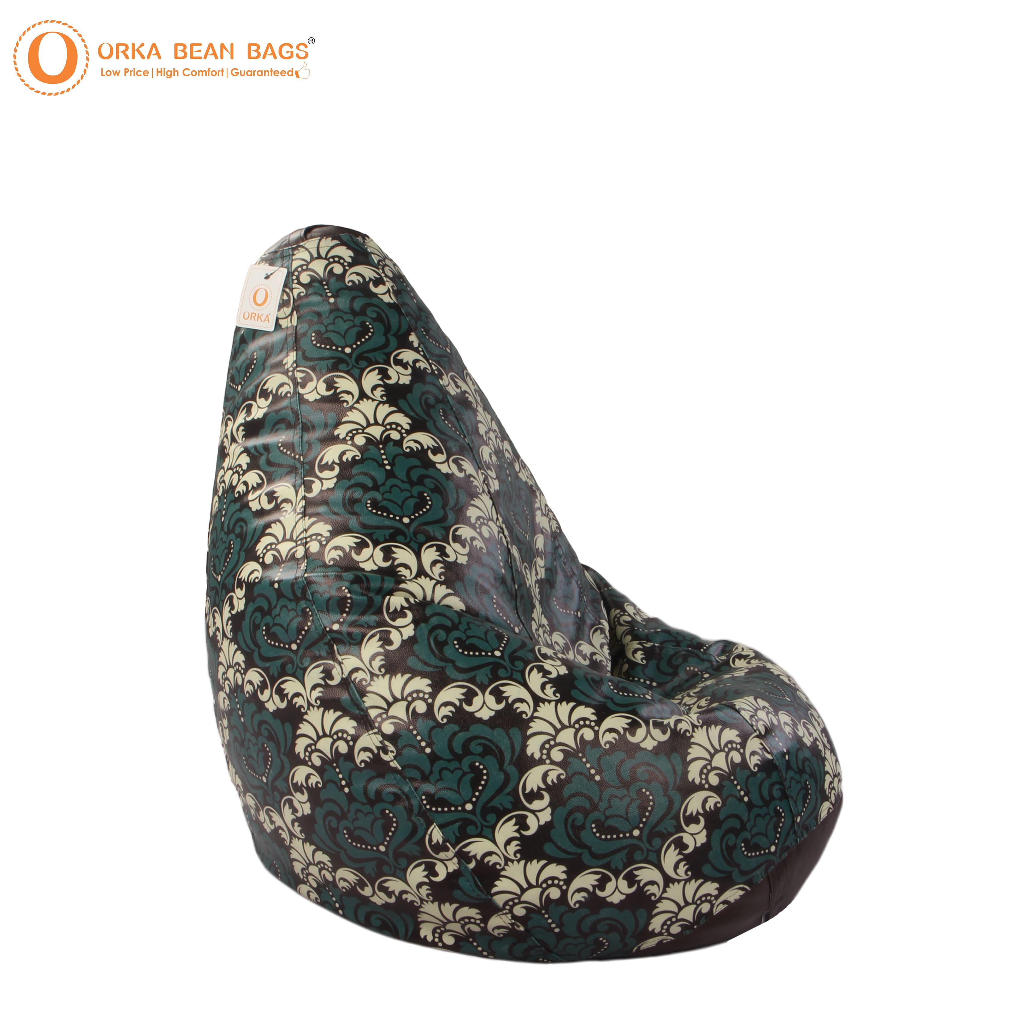 Orka Digital Printed Seamless Retro Floral XXXL Bean Bag Filled With Beans